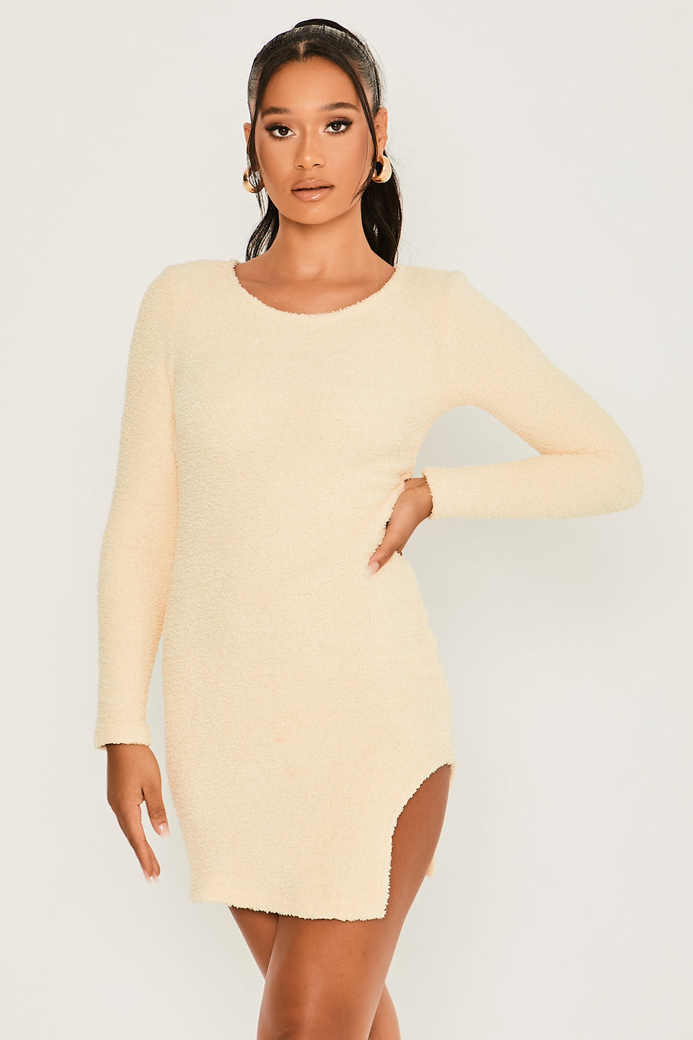 Fluffy bodycon dress best sale