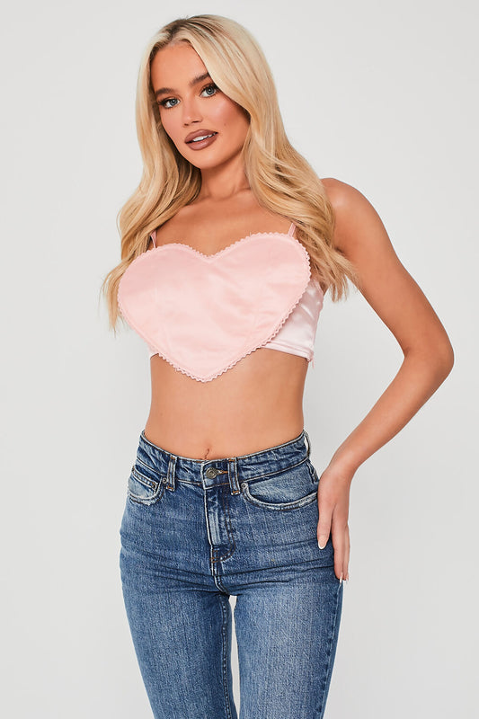 Heart Shaped Crop Top Pink