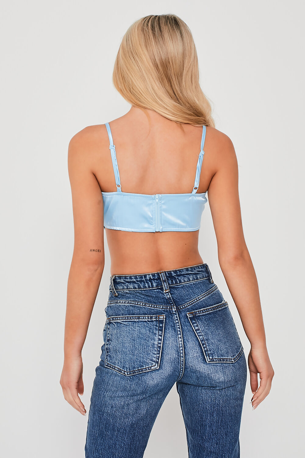 Frill Trim Crop Top Blue