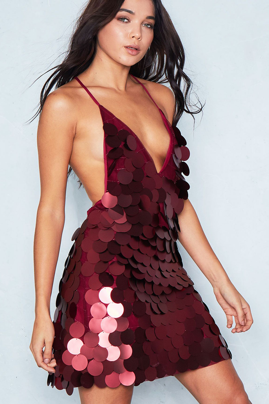 Large Sequin Dress Wine