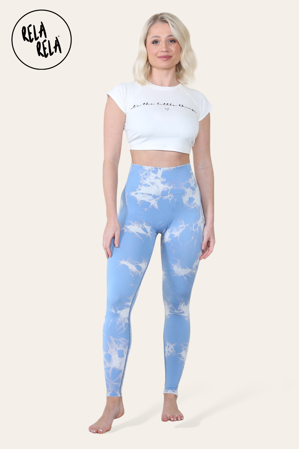 Marble Tie Dye High Waisted Scrunch Bum Leggings in Baby Blue Saint Genies Wholesale